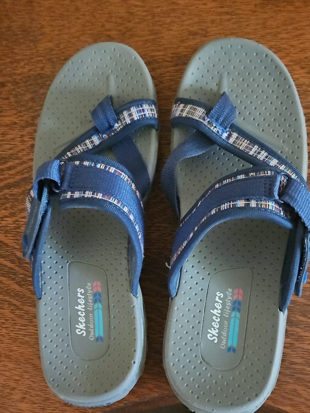 Skechers Womens Navy and Light Gray Sport Sandals